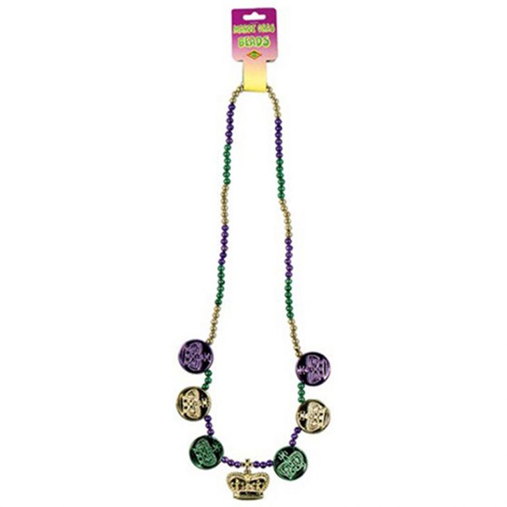 Mardi Gras Beads: 36" Doubloon Beads Necklace (per dozen) main image